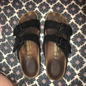 Black leather Birkenstock’s